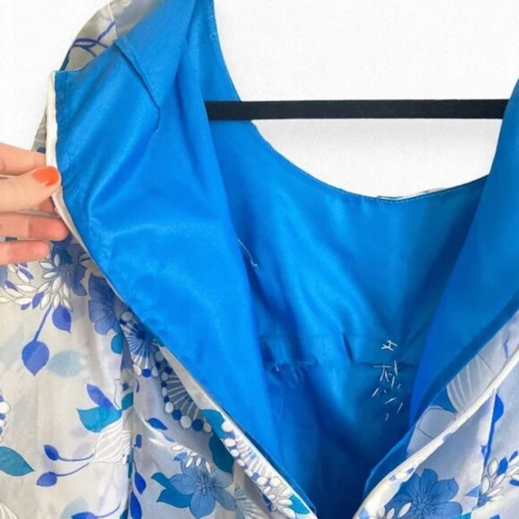Vintage Rare Prom 70s Handmade Floral Maxi Dress Sky Baby Blue Babydoll Sheer Xs - Picture 9 of 9